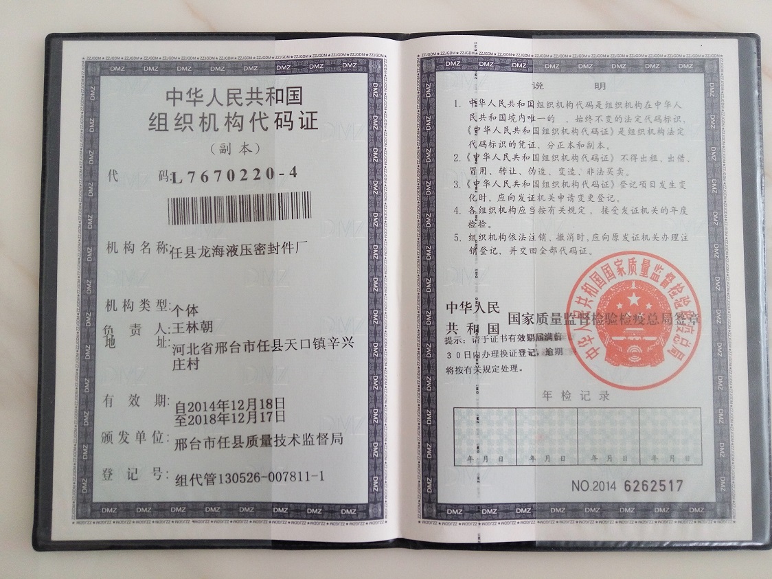 Organization Registration Code Certificate